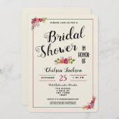 Elegantes floral Brautparty Kraft Einladung (Vorne/Hinten)