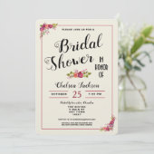 Elegantes floral Brautparty Kraft Einladung (Stehend Vorderseite)