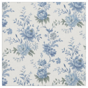 Elegantes Floral Chinoiserie Blaues Tessin Stoff