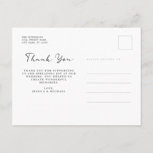 Elegantes floral Dark Lila Wedding Foto Vielen Dan Postkarte (Rückseite)