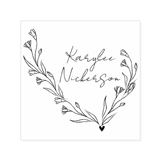 Elegantes Floral Doodle Script Permastempel (Design)