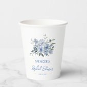 Elegantes floral Dusty Blue Brautparty Pappbecher (Vorderseite)