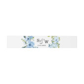 Elegantes floral Dusty Blue Einladung Bauchband Einladungsbanderole (Flach)