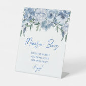 Elegantes floral Dusty Blue Mimosa Bar Brautparty Sockelschild (Vorderseite)