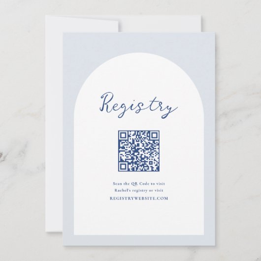 Elegantes floral Dusty Blue Qr Code Brautparty Einladung (Rückseite)