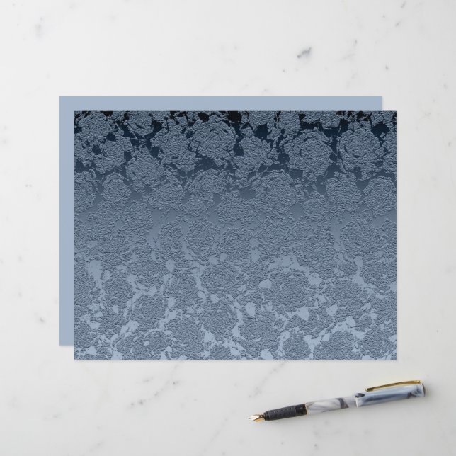 Elegantes floral Dusty Blue White Muster (Vorderseite/Rückseite Beispiel)