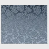 Elegantes floral Dusty Blue White Muster Geschenkpapier (Flach)