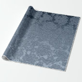 Elegantes floral Dusty Blue White Muster Geschenkpapier (Ungerollt)