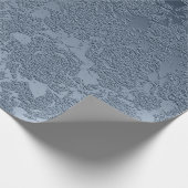 Elegantes floral Dusty Blue White Muster Geschenkpapier (Ecke)