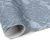 Elegantes floral Dusty Blue White Muster Geschenkpapier (Rolleneckpunkt)