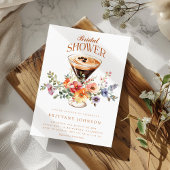Elegantes Floral Espresso Martini Brautparty Einladung