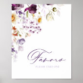 Elegantes Floral Favors-Zeichen Poster (Vorne)