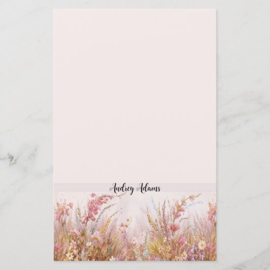 Elegantes Floral Feminine Personal Stationary Pape (Vorderseite)