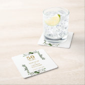 Elegantes Floral Gold 50. Hochzeitstag Rechteckiger Pappuntersetzer (Vor Ort)