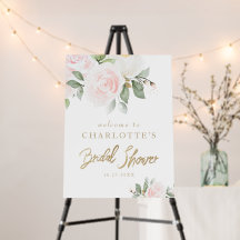 Elegantes Floral Gold Brautparty Willkommen
