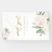 Elegantes Floral Gold Brautparty Willkommen Banner (Horizontal)