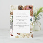 Elegantes Floral & Gold Ein Ort für Hochzeiten Einladung (Stehend Vorderseite)