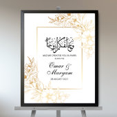 Elegantes Floral Gold Islamisches Hochzeitssymbol Poster