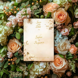 Elegantes Floral Gold Save the Date kundenspezifis Einladung