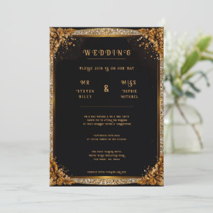 Elegantes Floral Gold & Silver Wedding Einladungen