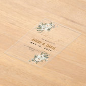 Elegantes Floral Gold Wedding Willkommenszeichen Acryleinladungen (Ablage )