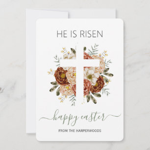 Elegantes Floral Happy Oaster Cross Christlich Feiertagskarte