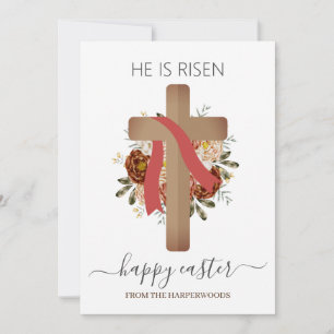 Elegantes Floral Happy Oaster Cross Christlich Feiertagskarte