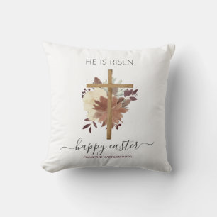 Elegantes Floral Happy Oaster Cross Christlich Kissen