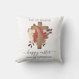 Elegantes Floral Happy Oaster Cross Christlich Kissen