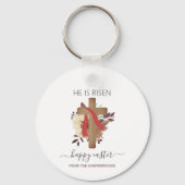 Elegantes Floral Happy Oaster Cross Christlich Schlüsselanhänger (Vorderseite)