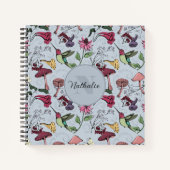 Elegantes Floral Hummingbird Muster Blau Notizblock (Vorderseite)
