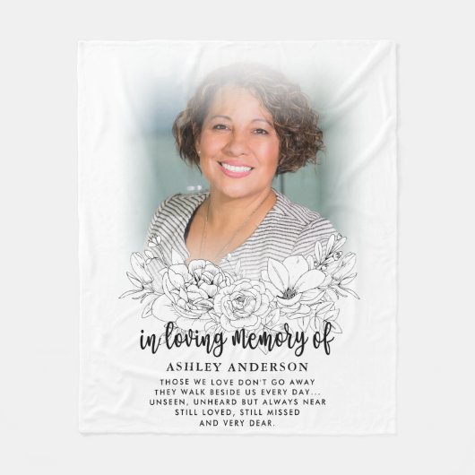 Elegantes Floral im Love Memory Foto Fleecedecke (Vorderseite)