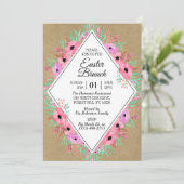 Elegantes floral Kraft Osterfest Einladung (Stehend Vorderseite)