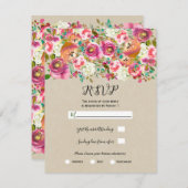 Elegantes floral Kraft Shabby Chic Wedding RSVP Einladung (Vorne/Hinten)