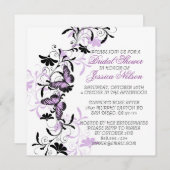 Elegantes Floral Lavender Butterfly Brautparty Einladung (Vorne/Hinten)