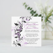 Elegantes Floral Lavender Butterfly Brautparty Einladung (Stehend Vorderseite)