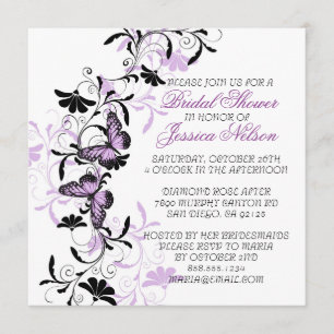 Elegantes Floral Lavender Butterfly Brautparty Einladung