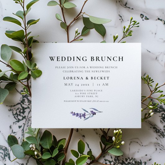 Elegantes Floral Lavender Post Wedding Brunch Einladung