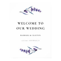 Elegantes Floral Lavender Wedding Welcome Sign