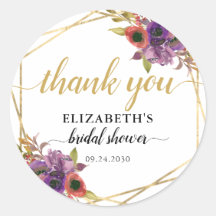 Elegantes Floral Lila Gold Brautparty Vielen Dank