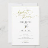 Elegantes Floral Lily Gold Calligraphy Brautparty Einladung (Vorderseite)