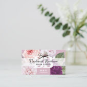 Elegantes Floral Mauve Hair Salon Stylist Foto QR Visitenkarte (Stehend Vorderseite)