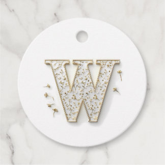 Elegantes Floral Monogram "W"-Design Geschenkanhänger