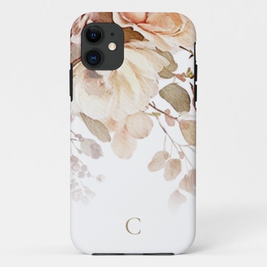 Elegantes Floral Monogramm Case-Mate iPhone Hülle (Rückseite)