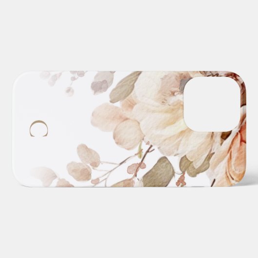 Elegantes Floral Monogramm iPhone Hülle (Rückseite (Horizontal))