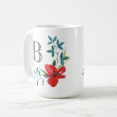 Elegantes Floral Monogramm Kaffeetasse (Vorderseite Links)
