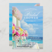 Elegantes Floral Ocean Beach Summer Brautparty Einladung (Vorne/Hinten)