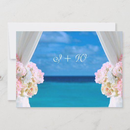 Elegantes Floral Ocean Beach Summer Wedding Gate Einladung (Rückseite)