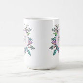 Elegantes Floral Pastel Wasserfarben Monogramm Kaffeetasse (Mittel)