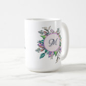 Elegantes Floral Pastel Wasserfarben Monogramm Kaffeetasse (VorderseiteRechts)